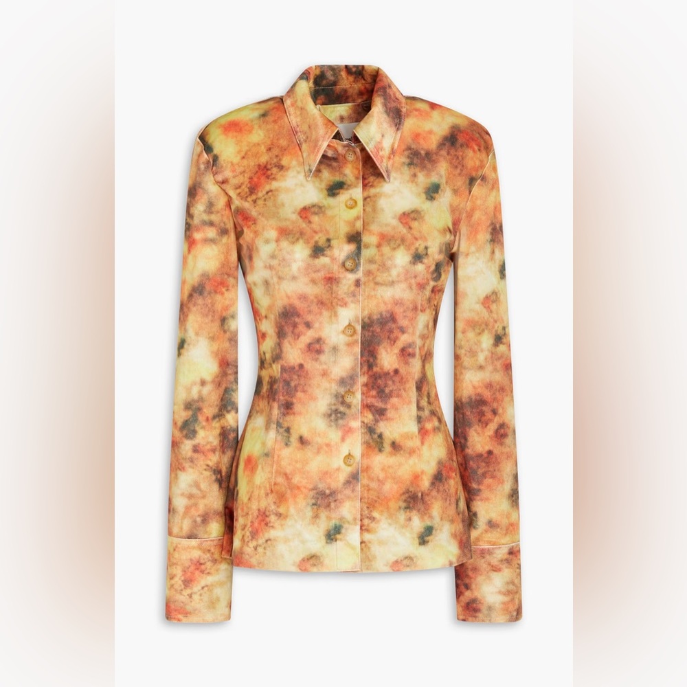 nanushka annick velvet button down shirt xs